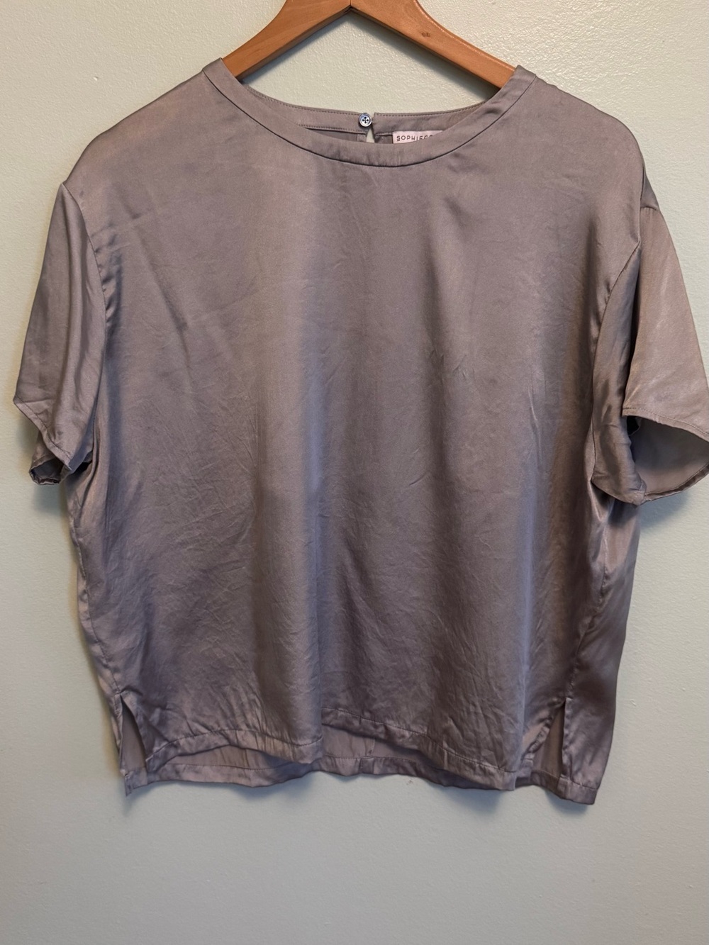 Soprano Taupe Satin Short Sleeve Camisole